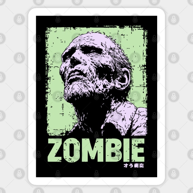 Classic Zombie Portrait in Green Pop Art Style Magnet by TuncGK